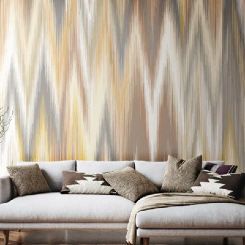 Image of Origin Murals Ikat Zig Zag - Natural Linen Matt Smooth Paste The Wall Mural 350Cm Wide X 280Cm High