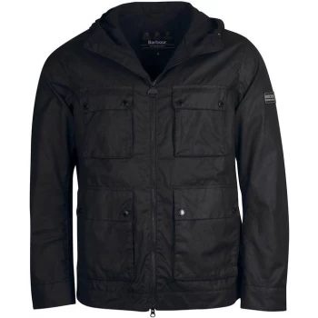 Image of Barbour International Hooded Mechanical A7 Wax Jacket - Black