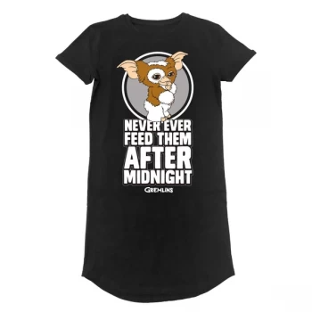 Image of Gremlins - Dont Feed After Midnight Womens Medium T-Shirt Dress - Black