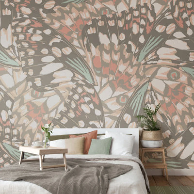 Image of Origin Murals Butterfly Wings - Grey And Blush Pink Matt Smooth Paste The Wall Mural 350Cm Wide X 280Cm High