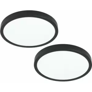 Image of 2 pack Wall / Ceiling Light Black 285mm Round Surface Mounted 20W LED 3000K