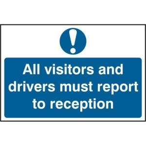 Image of ASEC All Visitors Must Report To Reception 200mm x 300mm PVC Self Adhesive Sign