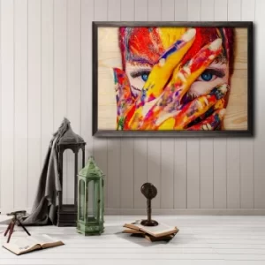 Image of Colorful Multicolor Decorative Framed Wooden Painting