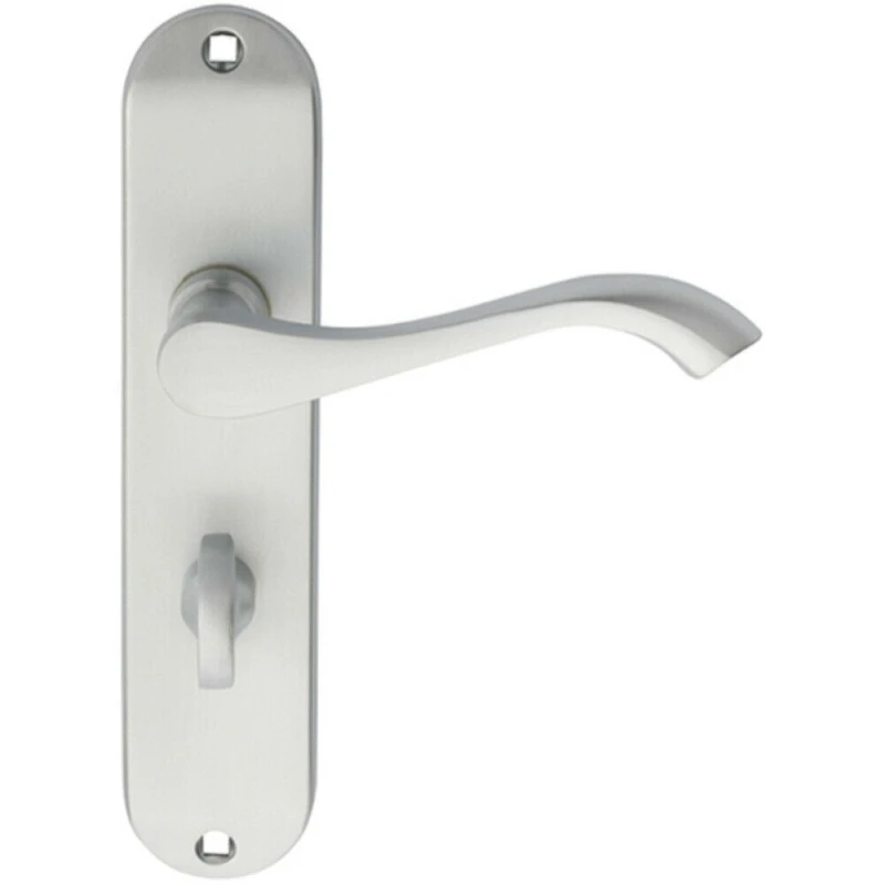 Image of Loops PAIR Curved Handle on Chamfered Bathroom Backplate 180 x 40mm Satin Chrome Multi