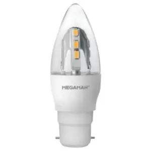 Image of Megaman 5W Incanda-LED BC B22 Candle Very Warm White Dimmable - 143890