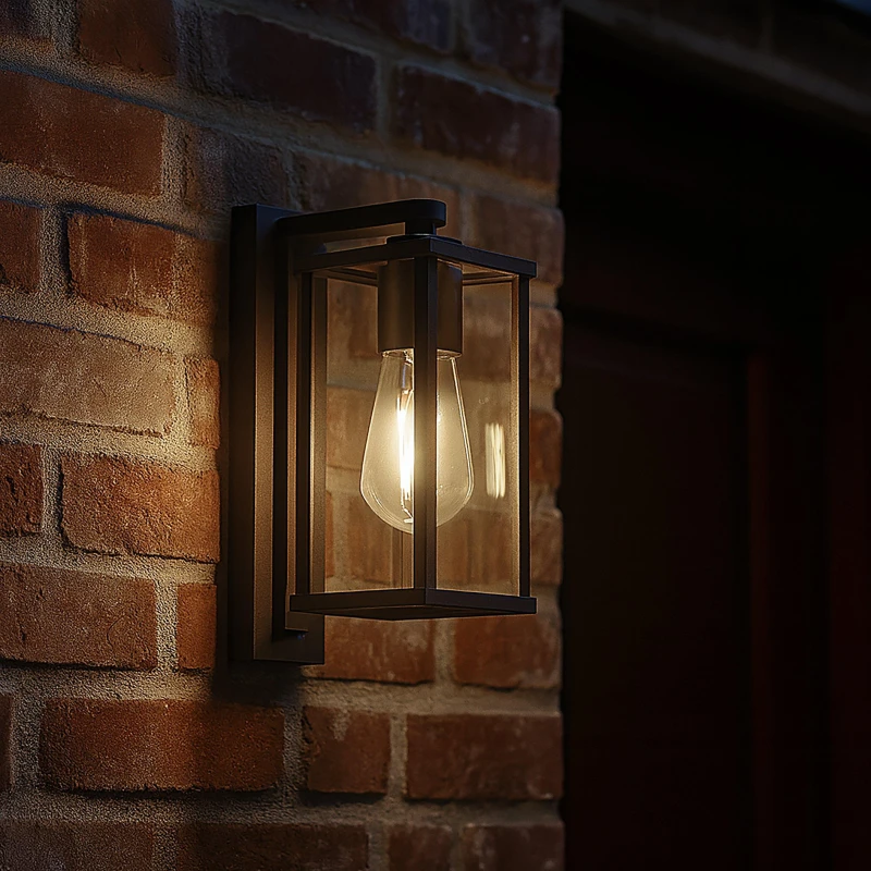 Image of Lighting Collection Black & Clear Glass Outdoor Wall Light Sand Black unisex One size