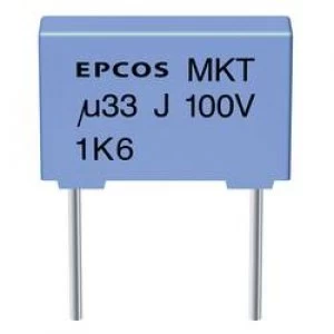 Image of MKT thin film capacitor Radial lead 2.2 uF 63 Vdc 10 7.5mm L x W x H 10 x 6 x 12mm Epcos B32520 C225 K