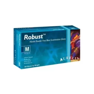 Image of Robust Nitrile Powder Free Blue Disposable Gloves Medium - Pack 100 - 93897 - Aurelia