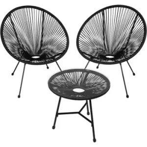 Image of Tectake - Bistro set Santana 2 Chairs, 1 Table - round table and chairs, glass table and chairs, table and 2 chairs - Black - black
