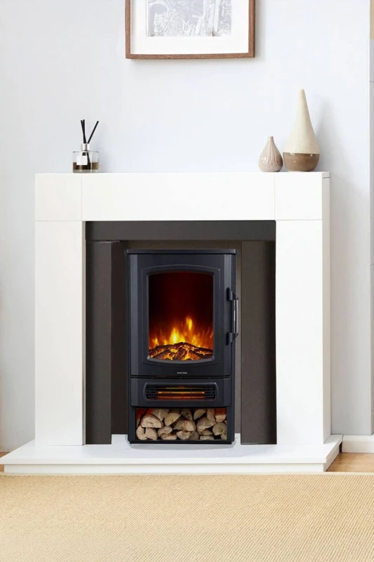 Image of Neo 1000W / 2000W Electric Heater With Realistic Flame & Log Store in Black Unisex