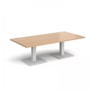 Image of Brescia rectangular coffee table with flat square white bases 1600mm x