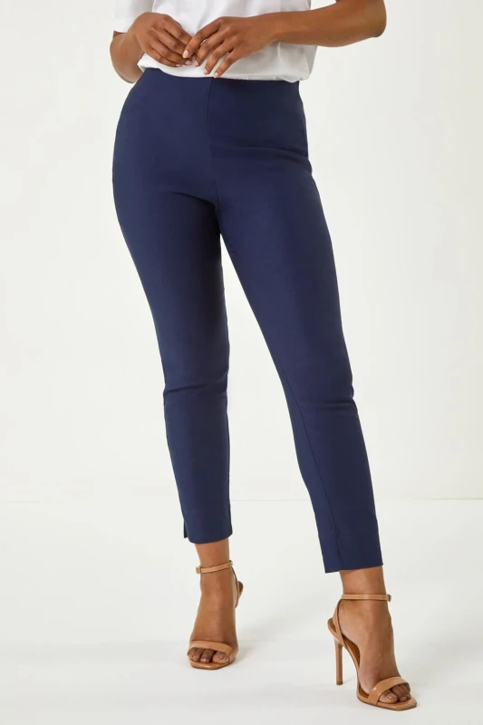Image of Roman Petite Full Length Elastic Waist Trousers Navy