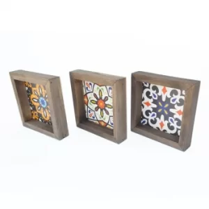 Image of UKZM058 Multicolor Decorative Framed MDF Painting (3 Pieces)