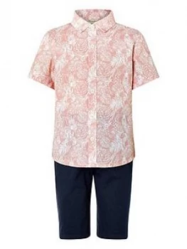 Image of Monsoon Boys George Shirt And Short Set - Pink