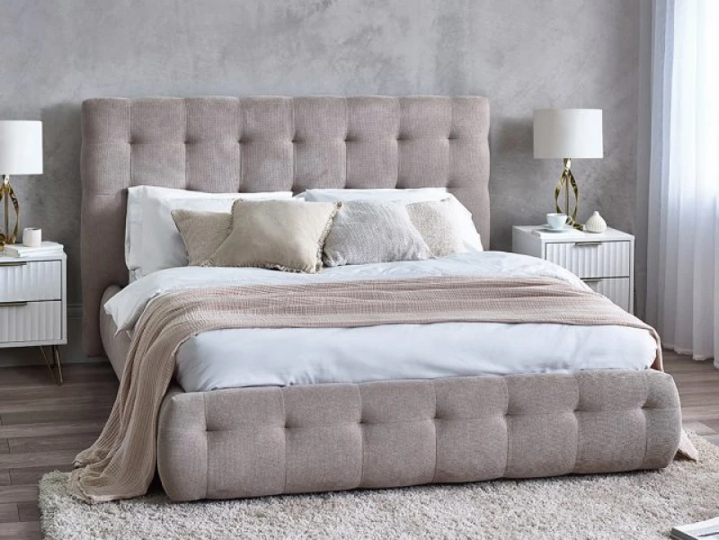 Image of Julian Bowen Odette 4ft6 Double Taupe Fabric Bed Frame