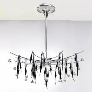 Image of Cygnet oval pendant lamp 11 Polished chrome bulb / Black glass / crystal
