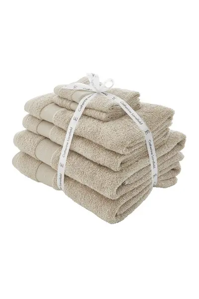 Image of Catherine Lansfield 'Anti Bacterial' Cotton 6 Piece Towel Bale Natural
