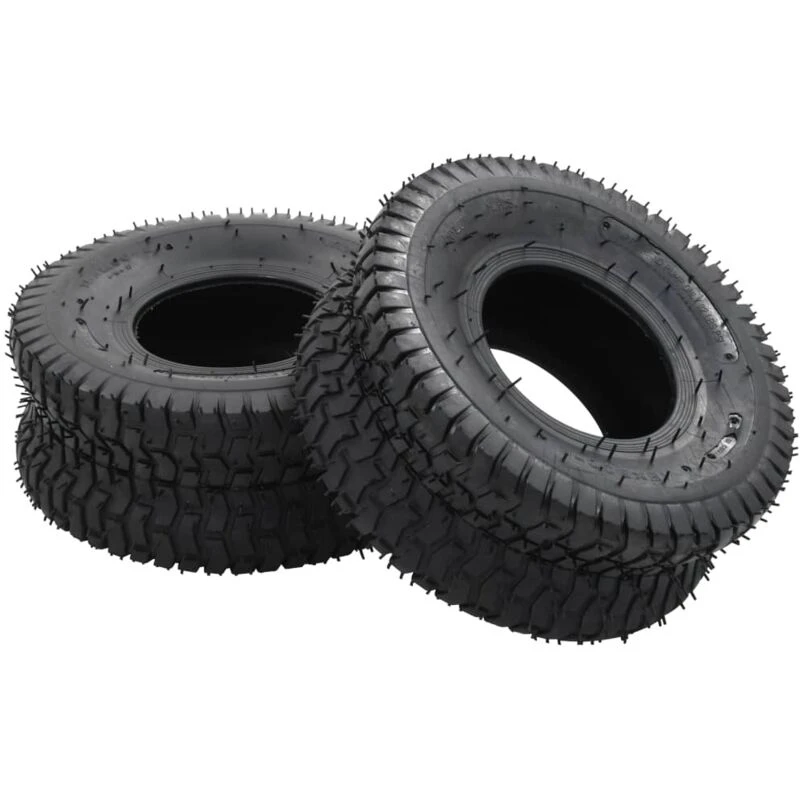 Image of vidaXL Wheelbarrow Tyres 2 pcs 15x6.00-6 4PR Rubber, Black 145269