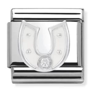 Image of Nomination CLASSIC Silvershine White Horse Shoe Charm 330305/12