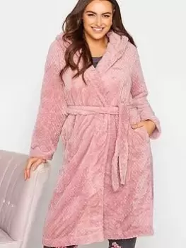 Image of Yours Honeycomb Hooded Robe - Pink, Size 38-40, Women