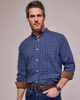 Image of Cotton Traders Mens Long Sleeve Country Shirt in Blue