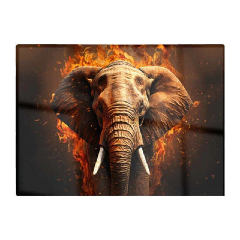 Image of Warren Reed Designer Splashart Elephant And Fire Glass Chopping Board