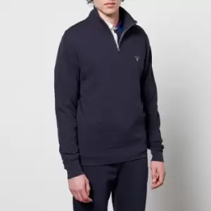 Image of GANT Mens Waffle Half-Zip Sweatshirt - Evening Blue - M