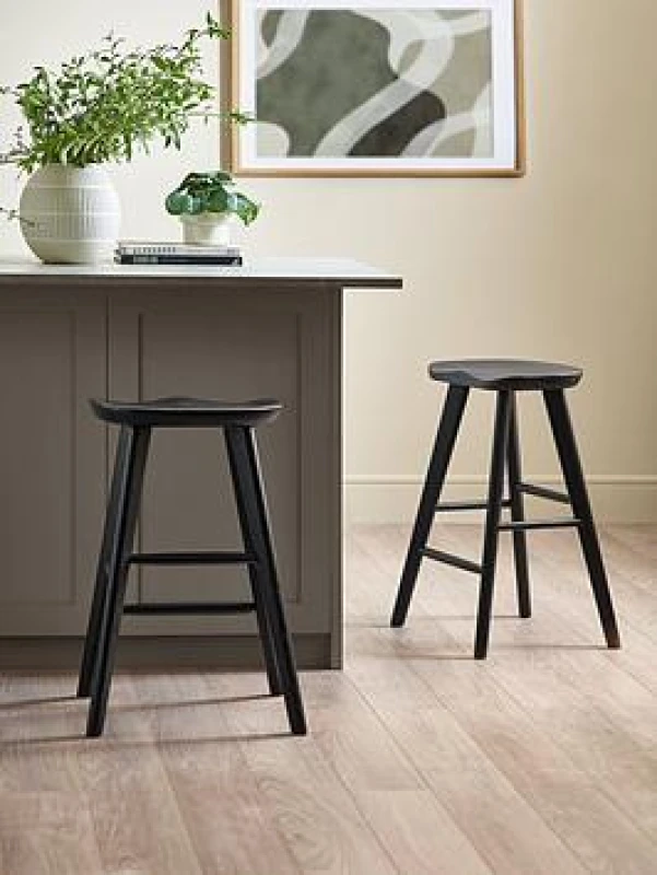 Image of SO'HOME Miro Solid Oak Bar Stool Black ONE SIZE