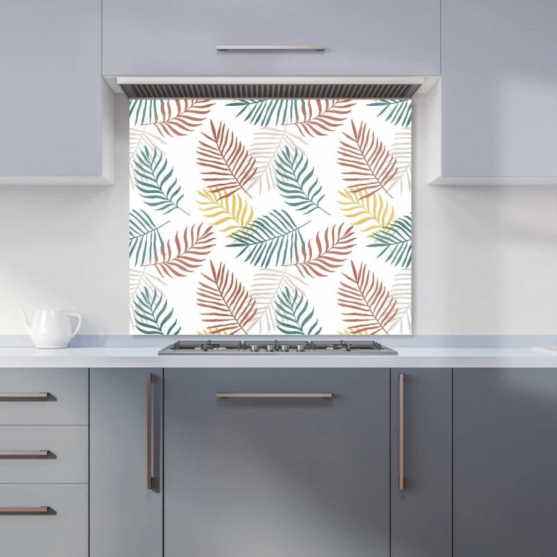 Image of Warren Reed - Designer Palm Branches In Natural Colors Kitchen Splashback in Green Size: 700mm x 650mm Green Unisex 700mm x 650mm