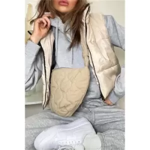 Image of I Saw It First Stone Cropped Padded Gilet - Brown