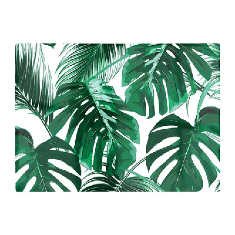 Image of Warren Reed Designer Tropical Jungle Leaf Pattern Glass Chopping Board