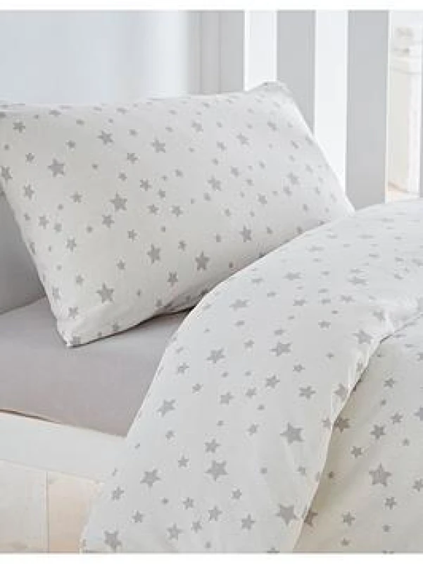 Image of Silentnight Cot Bed Junior Jersey Star Duvet Cover & Pillowcase Set