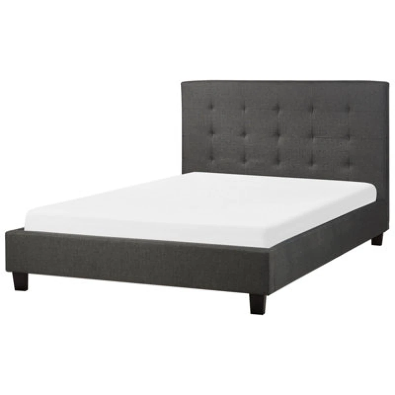 Image of Beliani Bed Fabric La Rochelle 140 X 200 Cm (Eu Double) Dark Grey