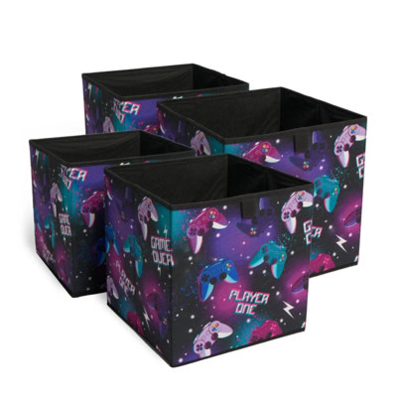 Image of OHS OHS Gaming Storage Boxes Pack of 2 Folding Space Saving Shoe Toy Cube Set in Black One Size Unisex 5027434234219
