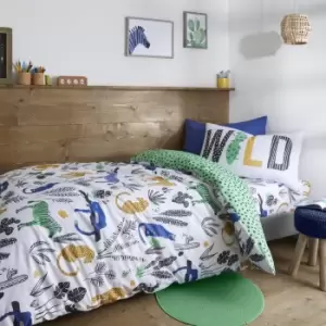 Image of Pineapple Elephant Wild Jungle Animals Duvet Cover and Pillowcase Set Green