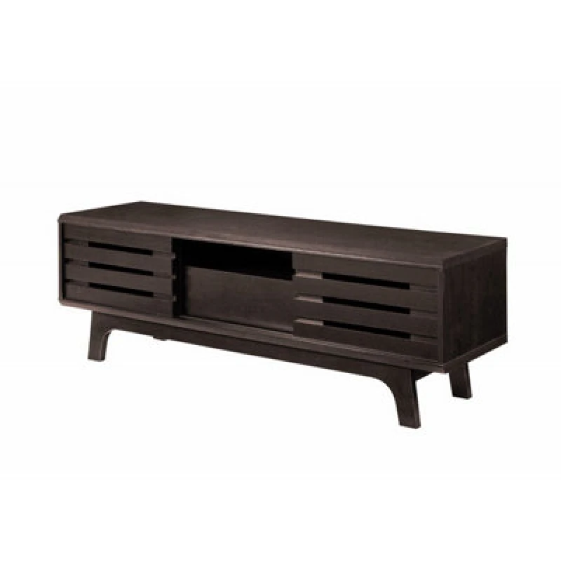 Image of Timber Art Design Essentials TV Cabinet With Sliding Slatted Door And Shelf In Wenge Wood Effect