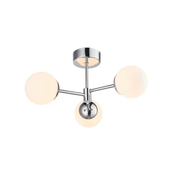 Image of Endon Lighting Vetro - Bathroom Integrated LED Semi Flush Chrome Effect Plate & Opal Glass 3 Light IP44