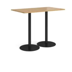 Image of Monza rectangular poseur table with flat round Black bases 1400mm x 800mm - oak