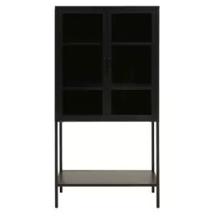 Image of Interiors by PH Acier Two Door Black Cabinet With Shelf
