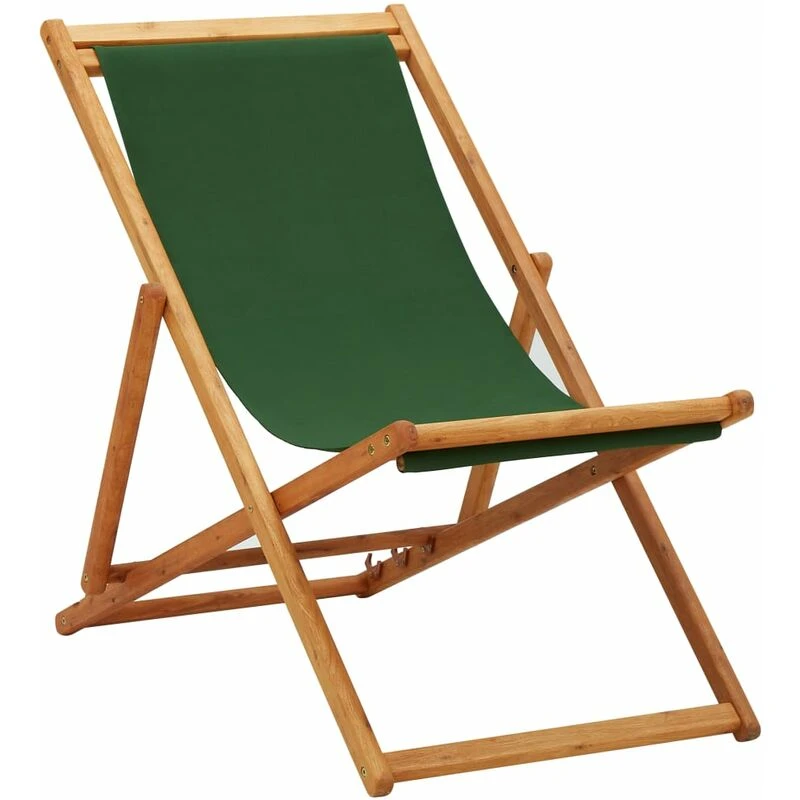 Image of VIDAXL Vidaxl - Folding Beach Chair Eucalyptus Wood and Fabric Green 8720286108031