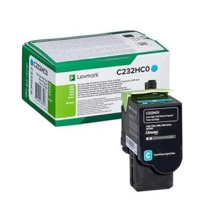Image of Lexmark C232HC0 Cyan Laser Toner Ink Cartridge