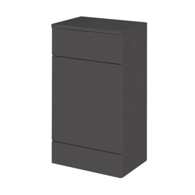 Image of Hudson Reed Fusion Floor Standing Wc Unit With Coordinating Top, Stylish Bathroom Storage Unit, Gloss Grey, 500mm