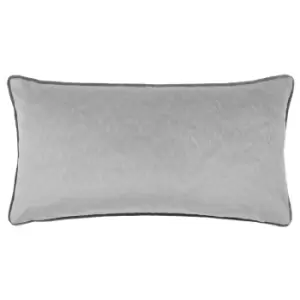 Image of Torto Rectangular Opulent Velvet Cushion Silver/Charcoal, Silver/Charcoal / 30 x 60cm / Polyester Filled