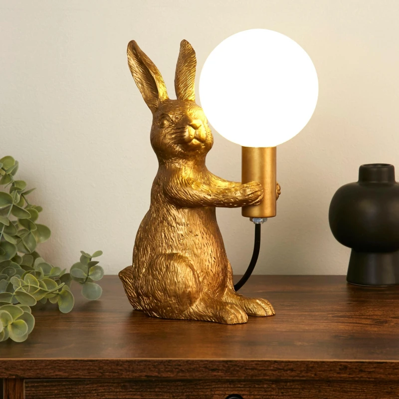 Image of Lighting Collection Rabbit Table Lamp Gold unisex One Size