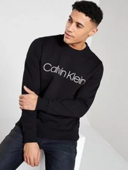 Image of Calvin Klein Cotton Logo Sweatshirt - Black, Size S, Men