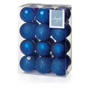Image of Premier Decorations 24 x 60mm Midnight Blue Christmas Tree Balls