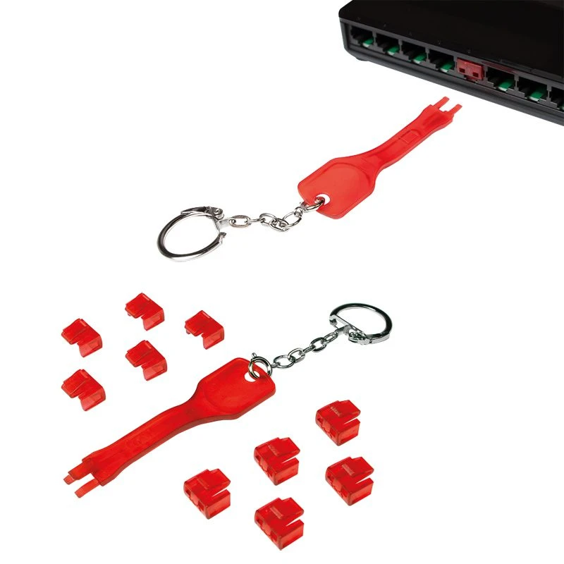 Image of FDL RJ45 PORT BLOCKERS WITH KEY - RED (10 PACK)