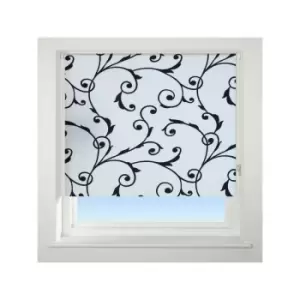 Image of Universal Virginia Patterned Thermal Blackout Roller Blind, Black/White, W120cm