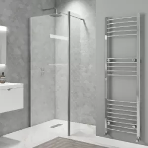 Image of 900mm Wet Room Shower Screen with Wall Support Bar & Return Panel - Corvus
