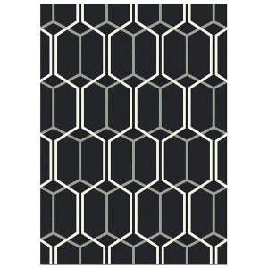 Image of Asiatic Patio Rug - 150 x 80cm - Geometric Charcoal